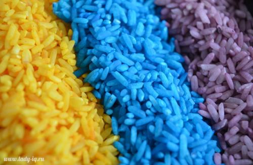 Крашенный рис. Как покрасить рис и другие крупы пищевыми красителями